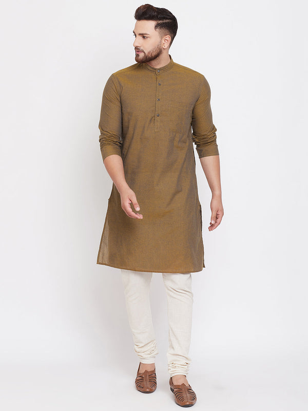 Men's Pure Cotton Kurta With Band Collar - Even Apparels