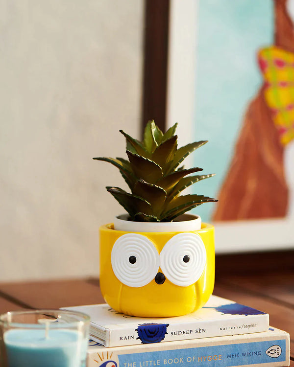 Owl Is Good Mini Planter Yellow - Chumbak