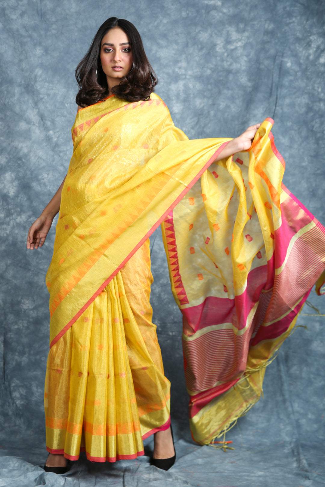 Women's  Tissue Saree with Broad Zari Border - Charukriti