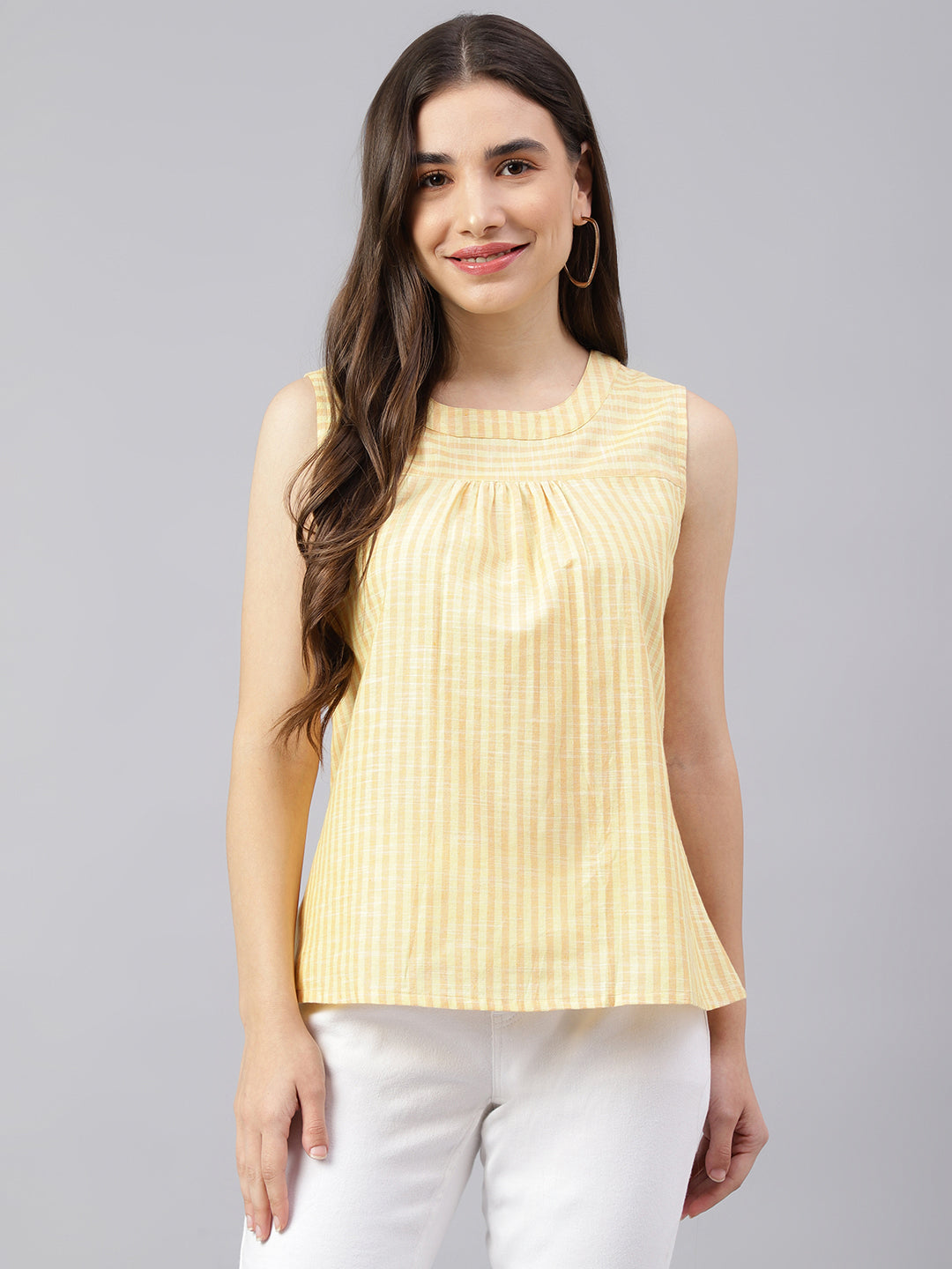 Women's Yellow Cotton Dress - Deckedup