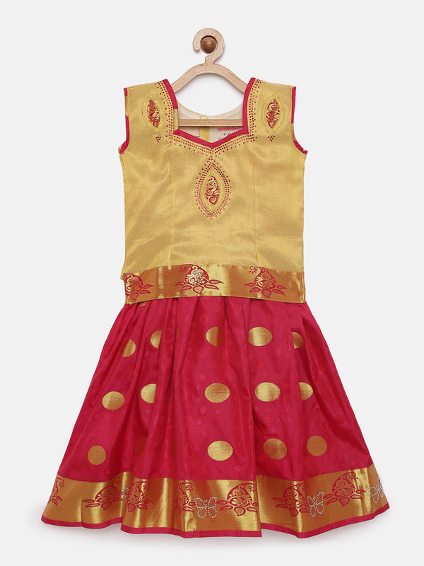 Girl's Maroon Color Artsilk Lehenga Choli - Kanakadara Kids