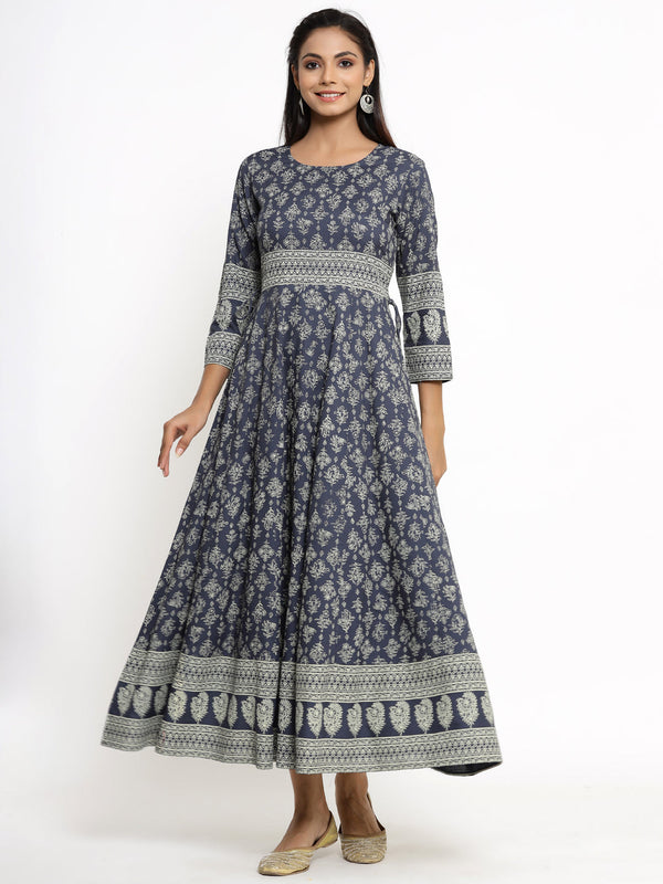 Women's Grey Anarkali Kurta by Kipek- (1pc set)