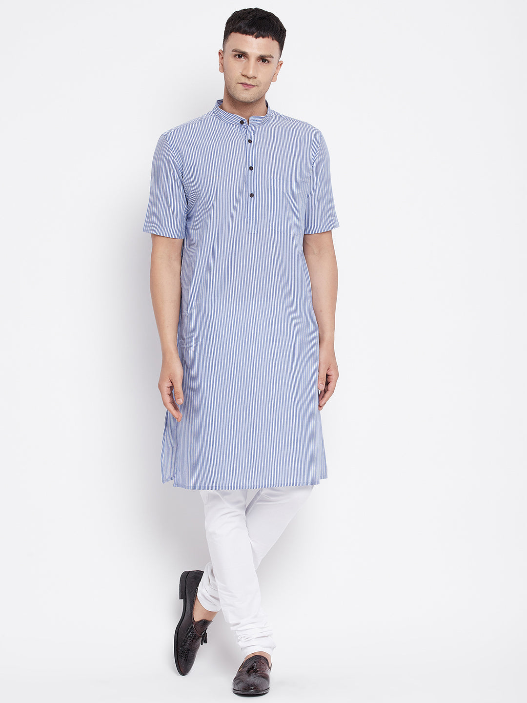 Men's H/S Pure Cotton Kurta With Band Collar - Even Apparels