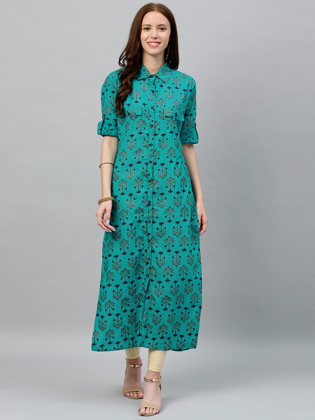 Women's Printed D-Line Cotton Fabric Straight Kurta - Kipek