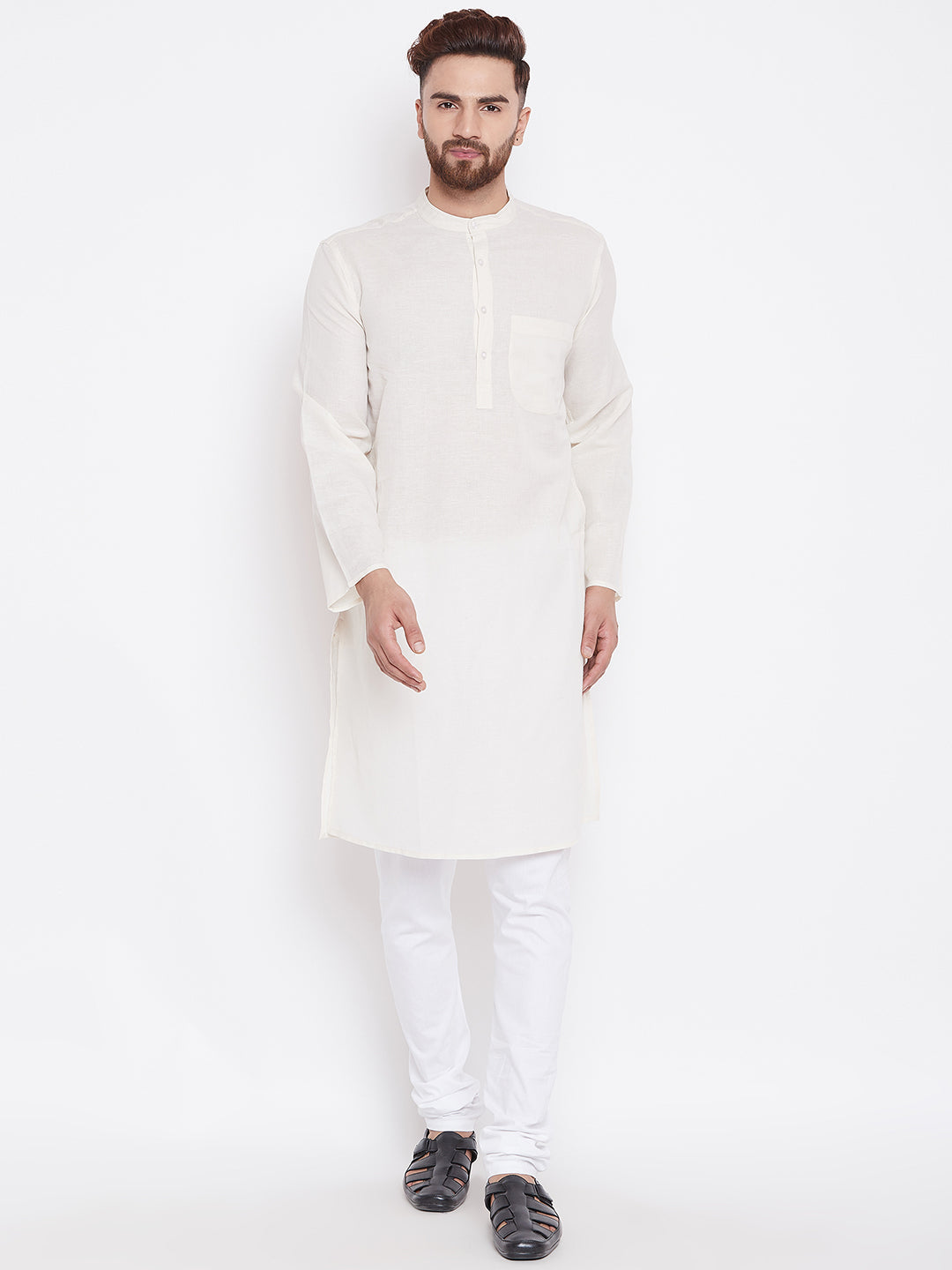 Men's Linen Kurta With Band Collar - Even Apparels