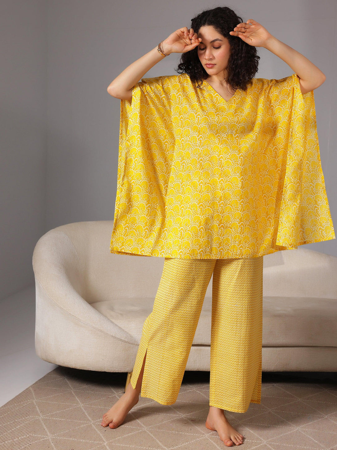 Yellow Printed Cotton Night Suits - Jashvi