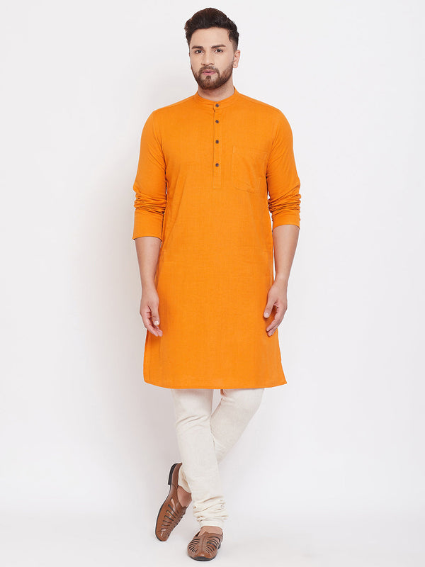 Men's Pure Cotton Kurta With Band Collar - Even Apparels