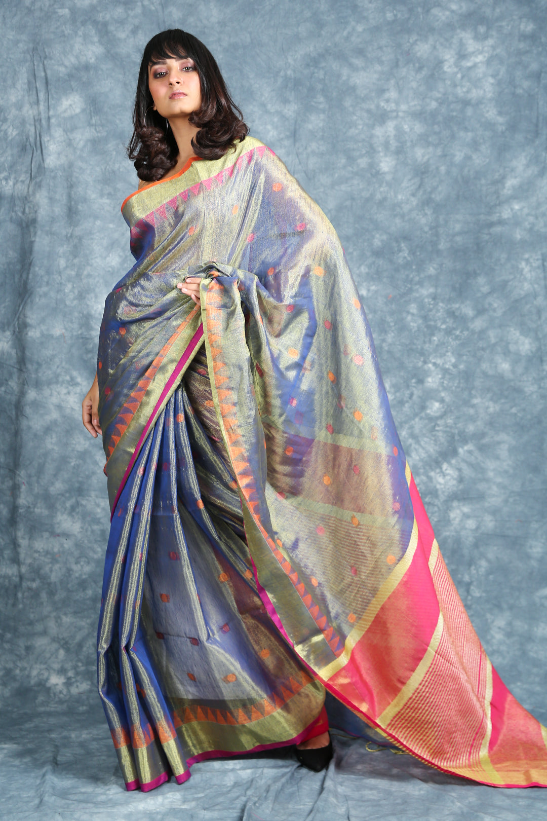 Women's Tissue Saree with Broad Zari Border - Charukriti