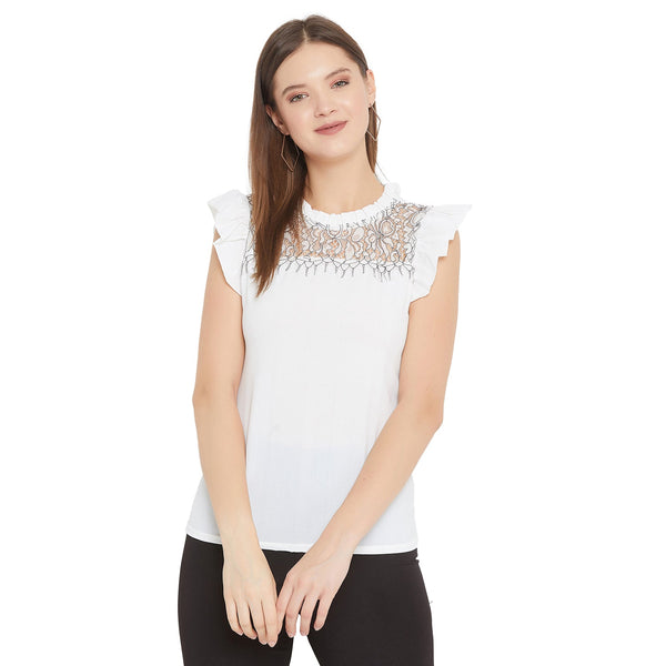 Women's Embellished Self Design Round Neck - Even Apparels