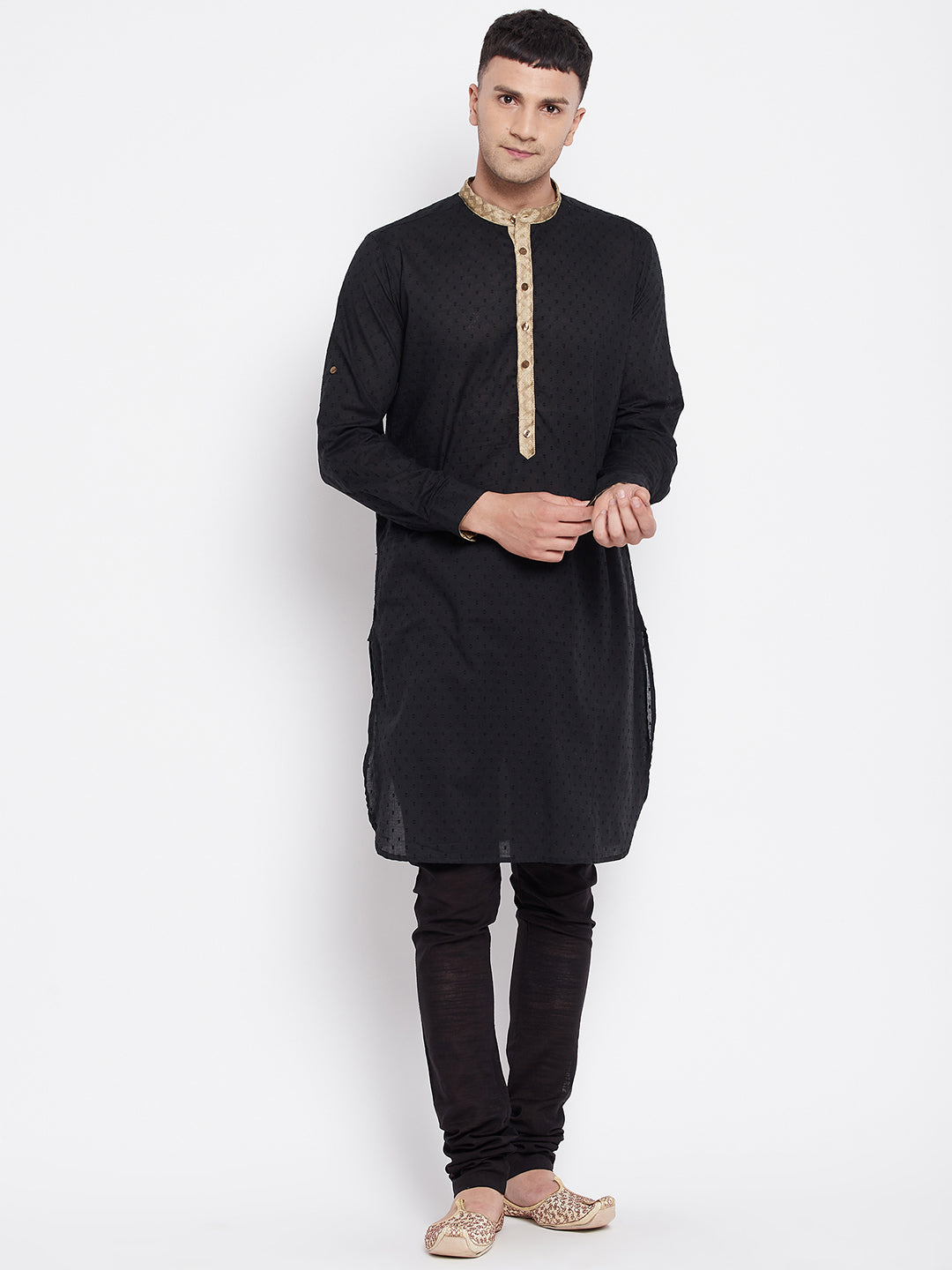 Men's Kurta With Contrast Collar And Placket - Even Apparels