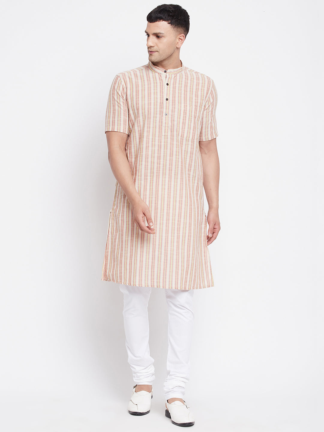 Men's H/S Pure Cotton Kurta With Band Collar - Even Apparels