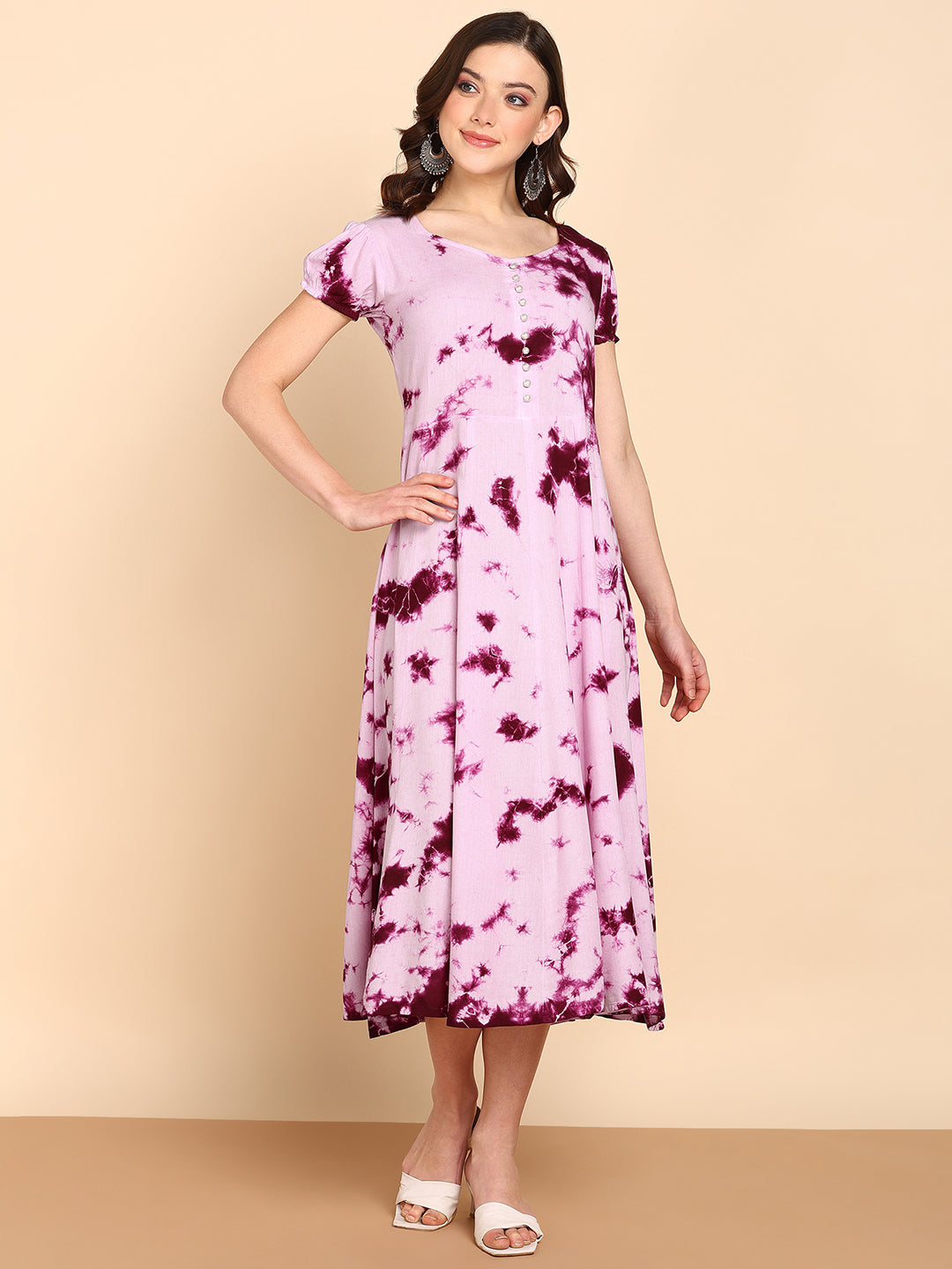 Women's Rayon Purple Regular Dress - Maaesa