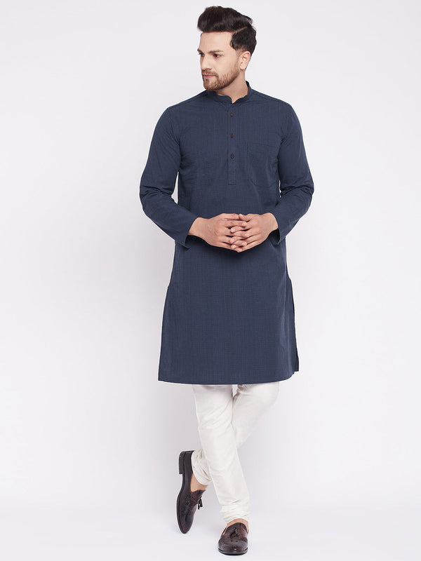 Men's Long Kurta with Band Collar -Even Apparels