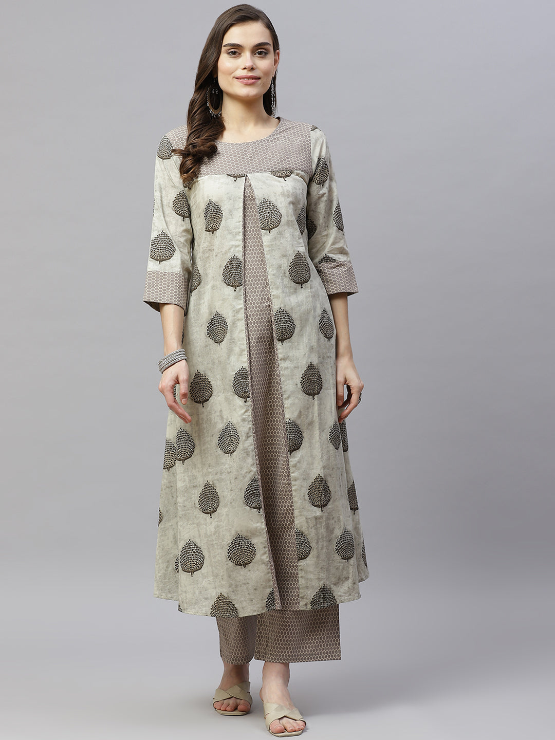 Women's Pure Cotton Printed A-Line Kurta And Palazzo - Miravan