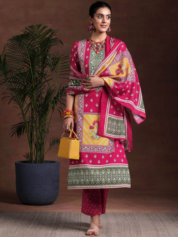 Multi Printed Poly Crepe Straight Suit With Dupatta