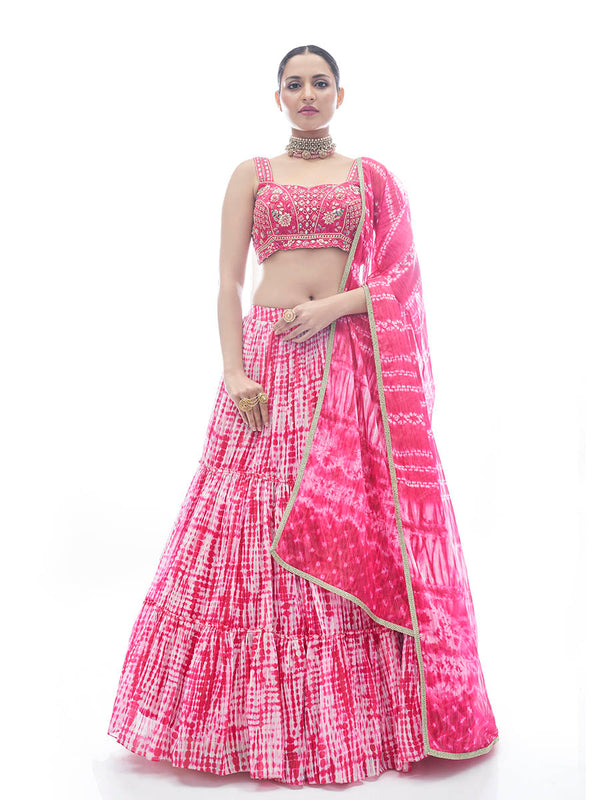 Women's Pink Jaquard Embroidered Designer Lehenga - Myracouture