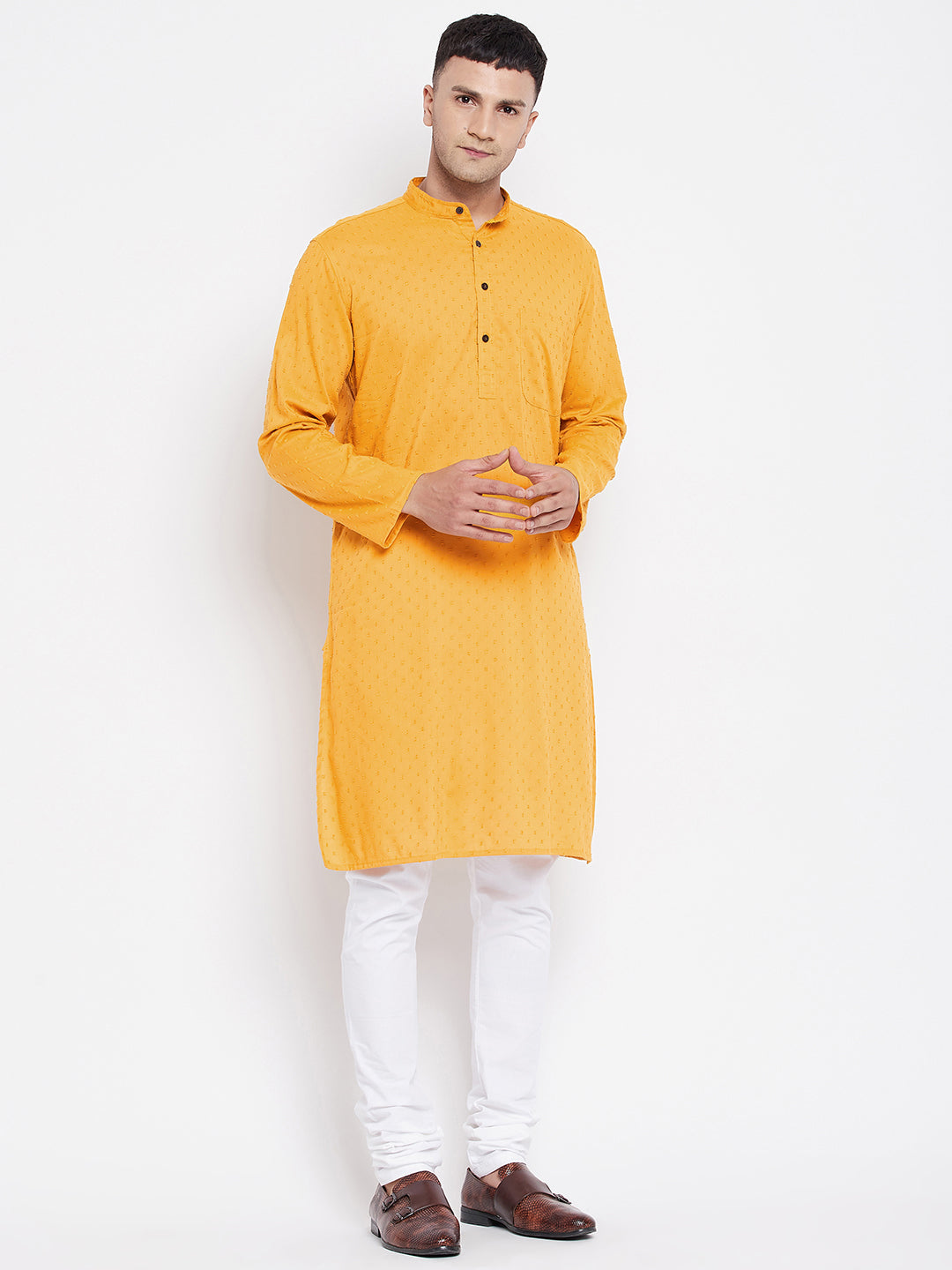 Men's Pure Cotton Kurta With Band Collar - Even Apparels