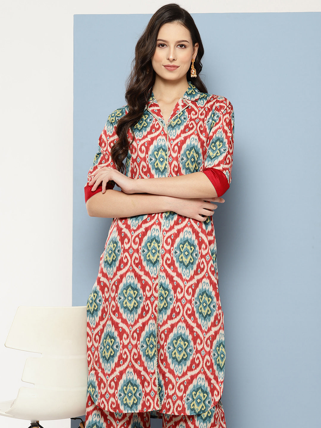 Women's Ethnic Motifs Printed Regular Gotta Patti Kurta With Palazzos - Ahalyaa