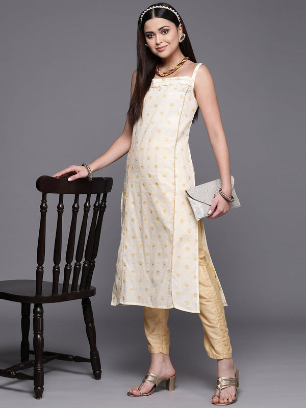 Off White Pure Cotton Printed Kurta