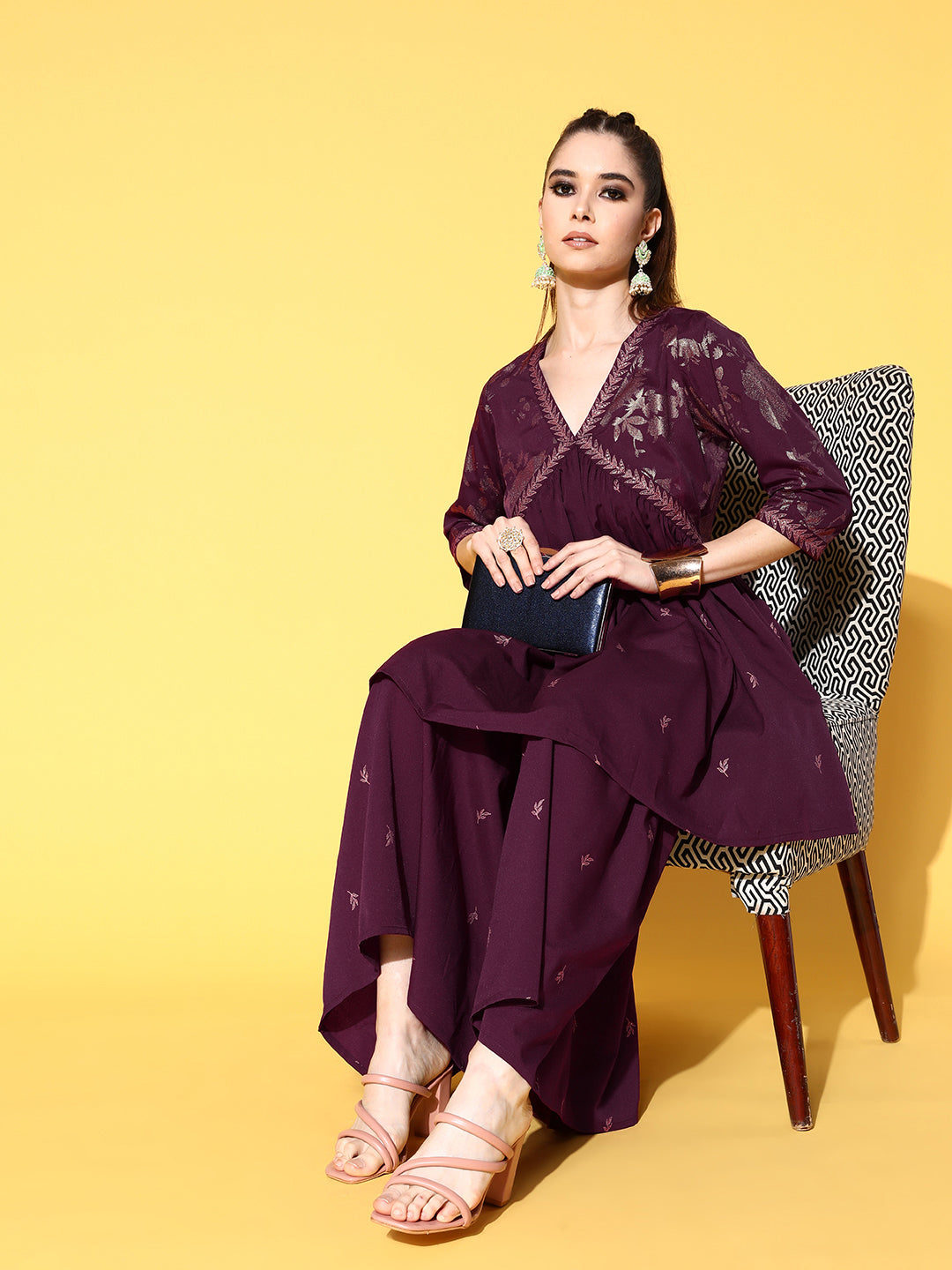 Women's Floral Printed Kurti With Sharara - Ahalyaa