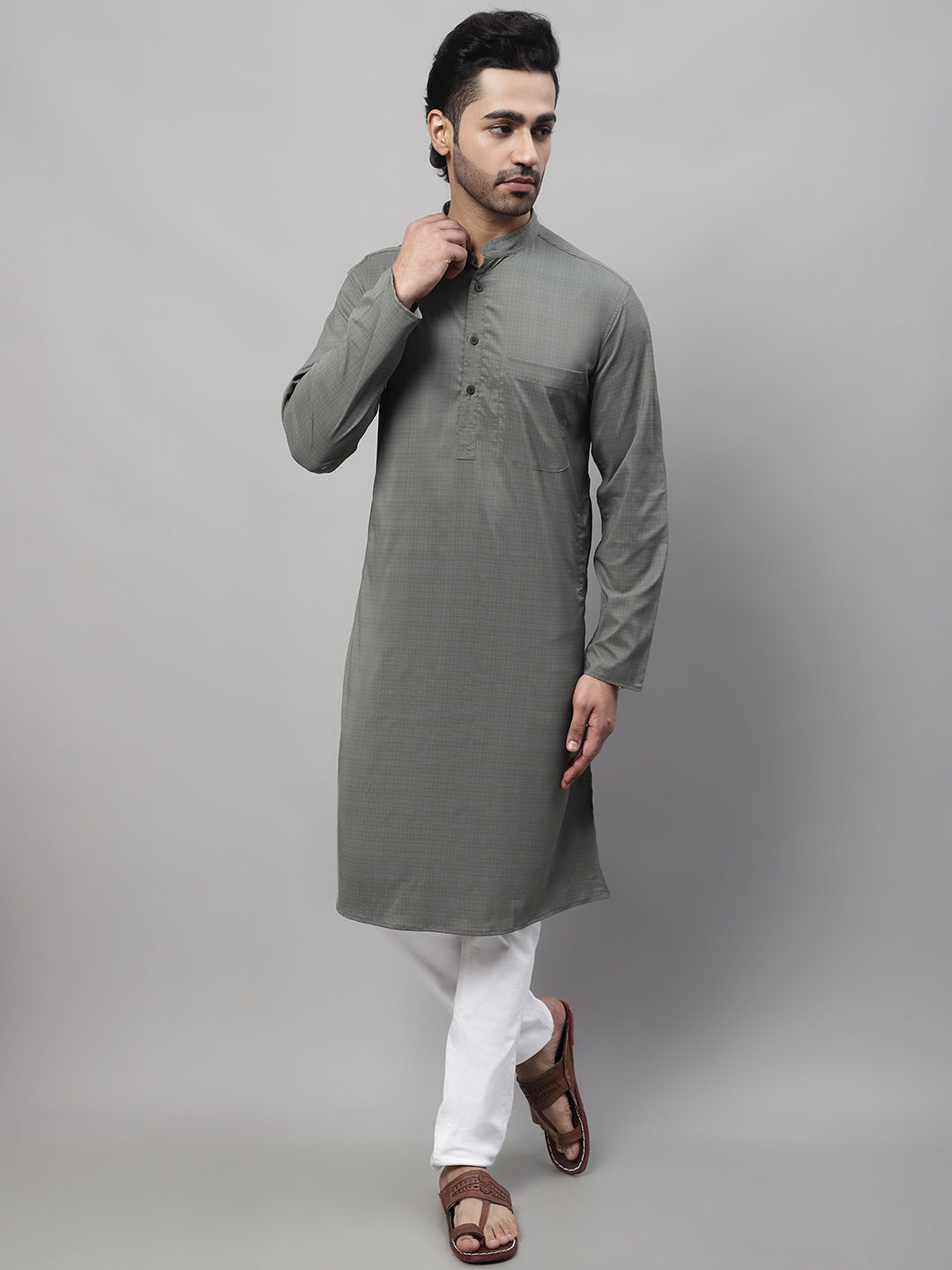 Men's Multi Color Pure Cotton Kurta With Band Collar - Even Apparels