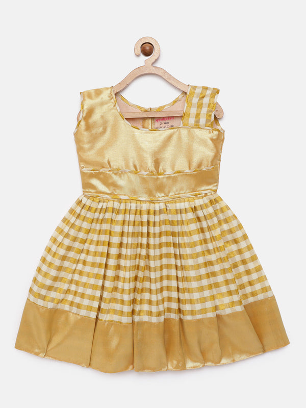 Girl's Gold Color Kerala Cotton Frock - Kanakadara Kids