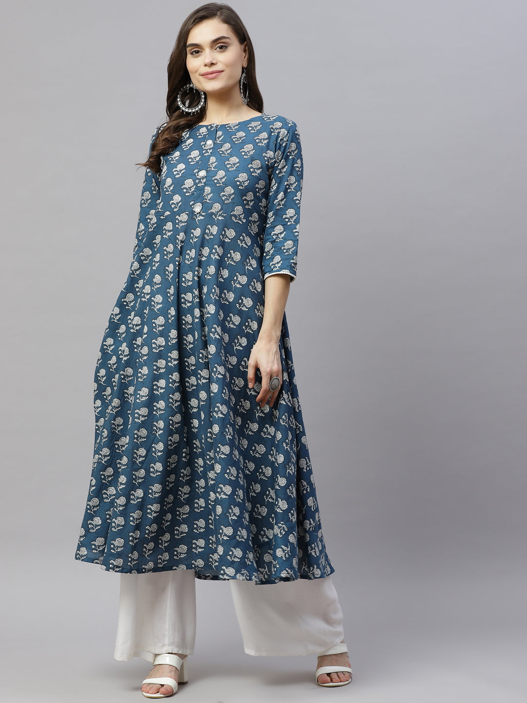 Women's Cotton Floral Printed Anarkali Kurta - Miravan