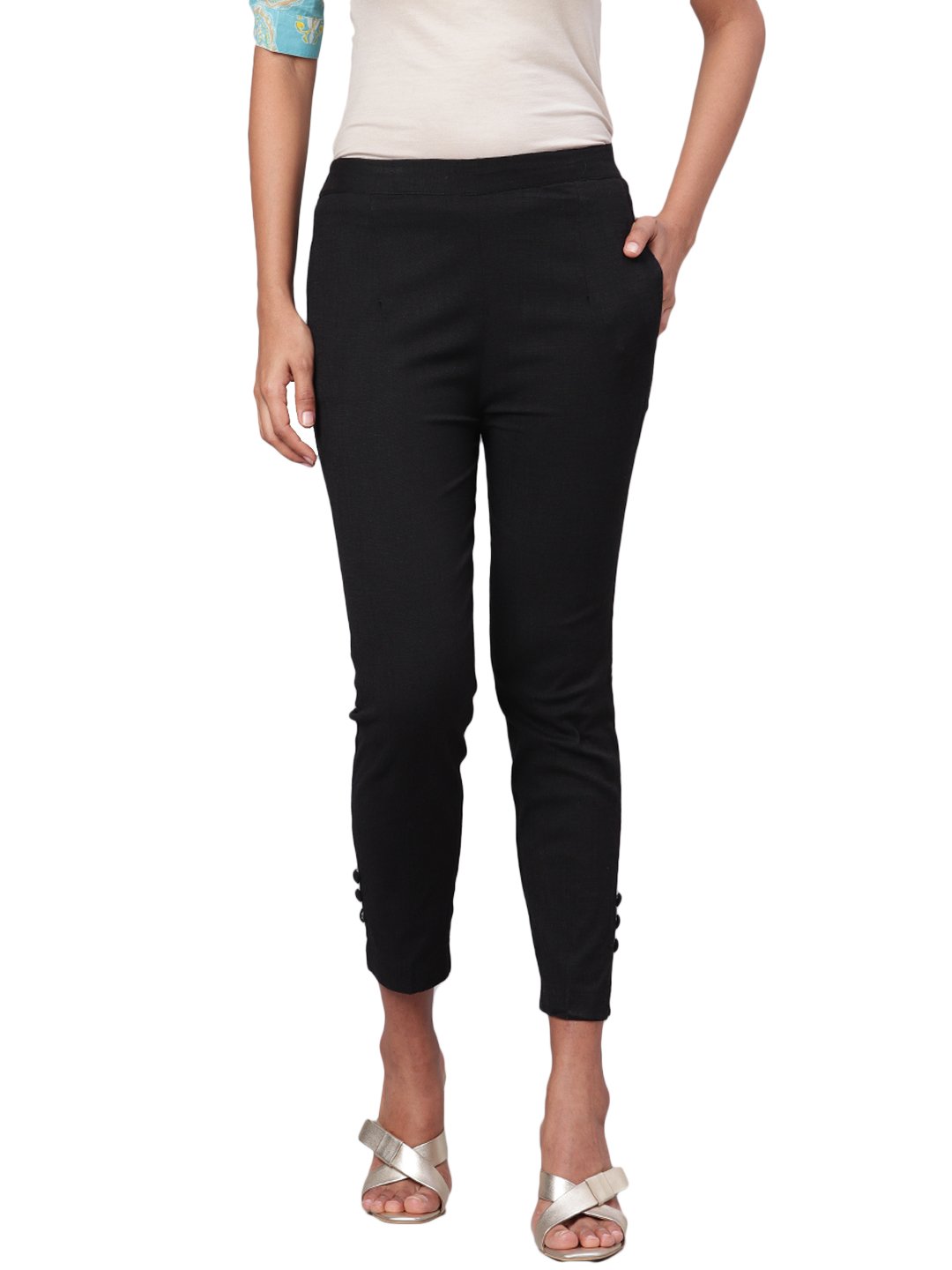 Women's Solid Na Rayon Flex Na Trouser - Myshka