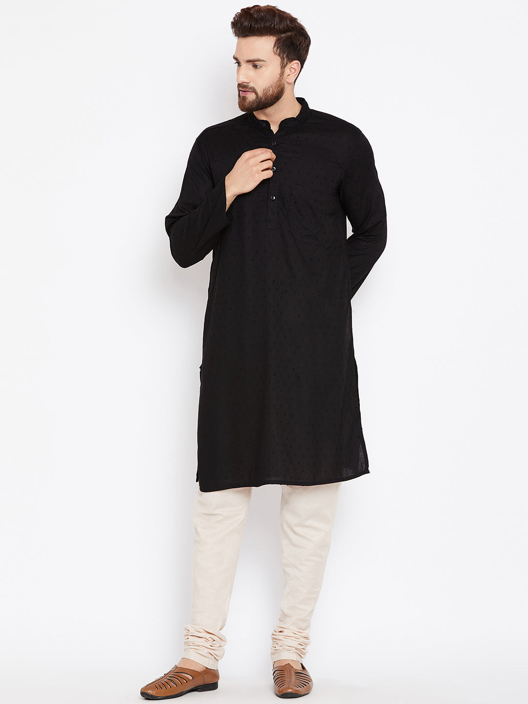 Men's Pure Cotton Kurta With Band Collar - Even Apparels