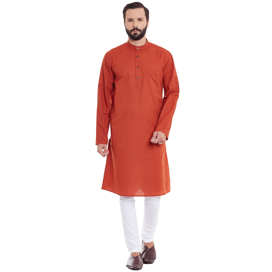 Men's Pure Cotton Kurta With Band Collar - Even Apparels