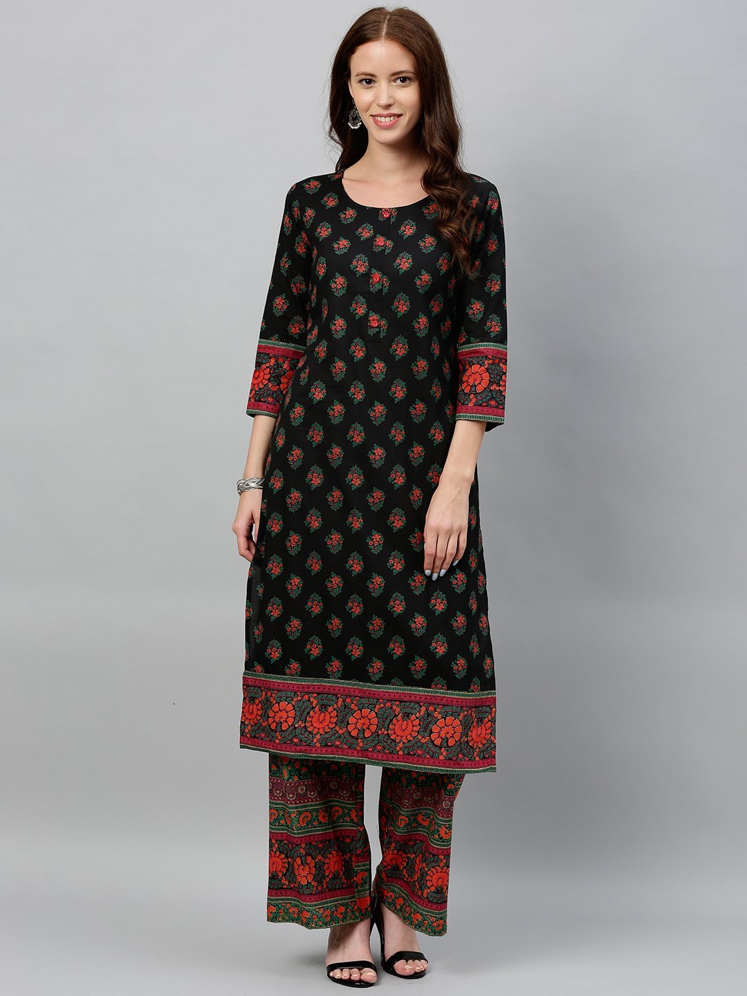 Women's Printed Cotton Kurta & Palazzo Set by Kipek (2 Pc Set)