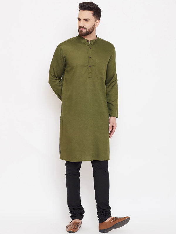 Men's Linen Kurta With Band Collar - Even Apparels