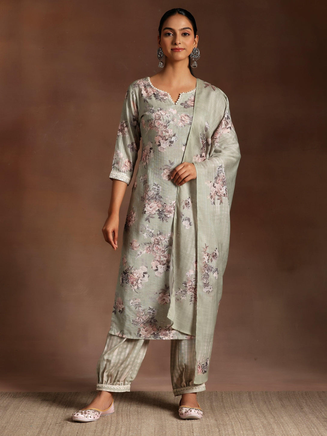 Green Printed Cotton Straight Suit With Dupatta - Jashvi