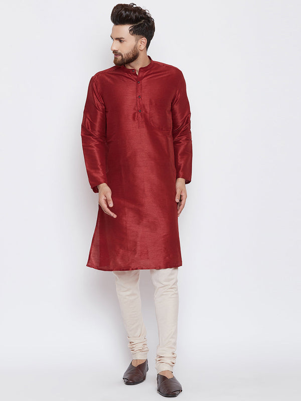 Men's Maroon Festive Kurta - Even Apparels