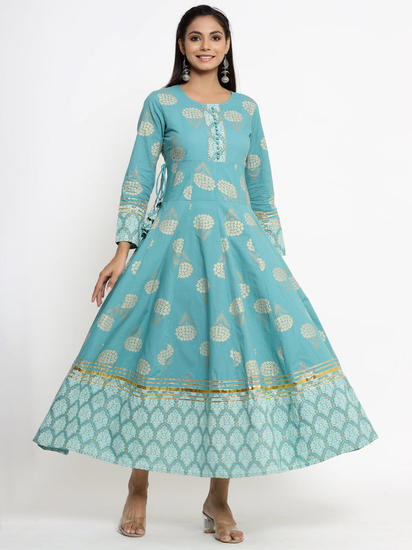 Women's Sky Blue Anarkali Kurta by Kipek- (1pc set)