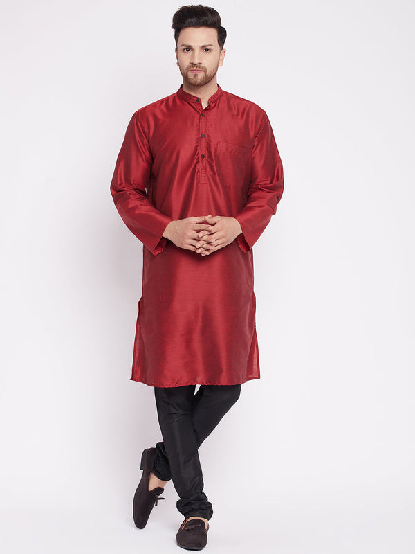 Men's Long Kurta with Band Collar -Even Apparels