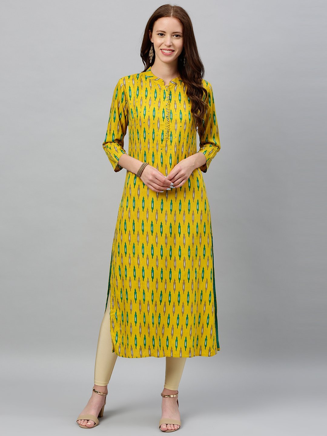 Women's Mustard Yellow Rayon Kurta by Kipek (1pc)