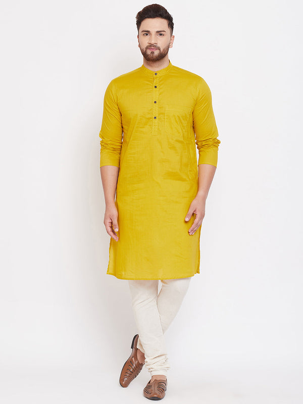 Men's Pure Cotton Kurta With Band Collar - Even Apparels