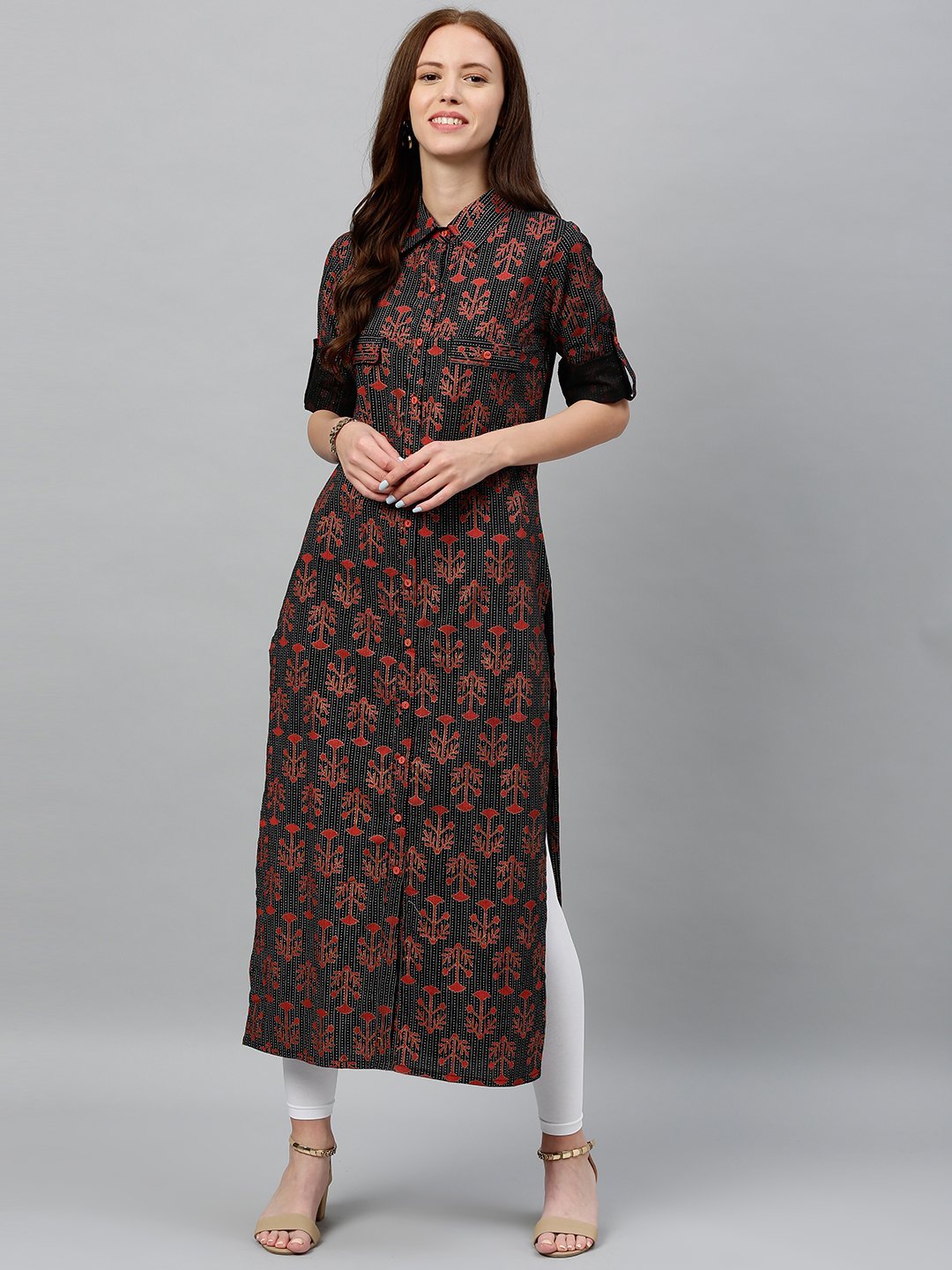 Women's Printed D-Line Cotton Fabric Straight Kurta - Kipek