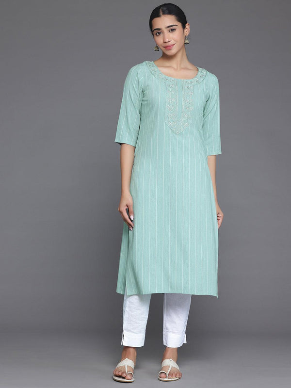 Green Yoke Design Rayon Straight Kurta