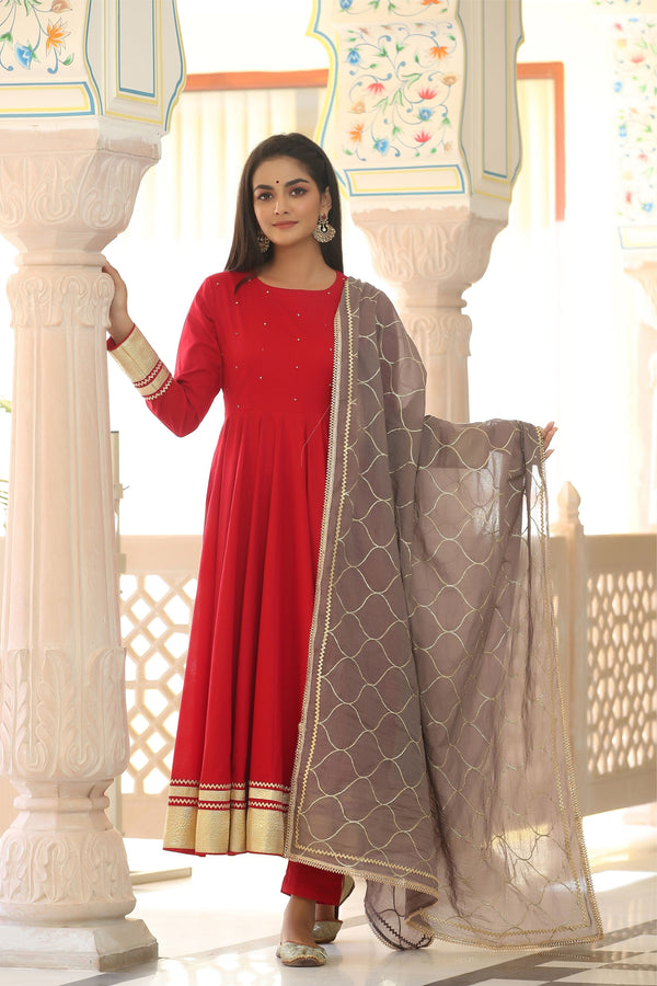 Women's  Gulnaaz Anarkali with Dupatta - Gillori