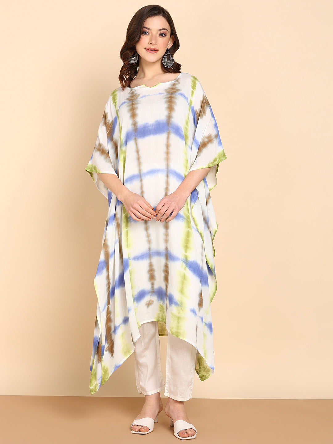 Women's White Crepe Kaftan - Maaesa