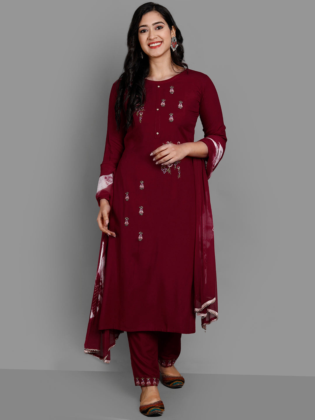 Women's Red Rayon Kurta Plazzo Set - Noz2Toz