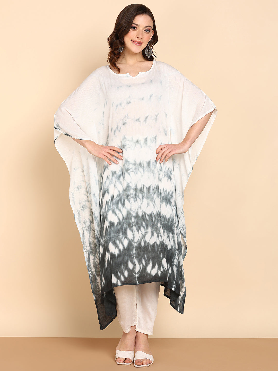 Women's Taupe Crepe Kaftan - Maaesa