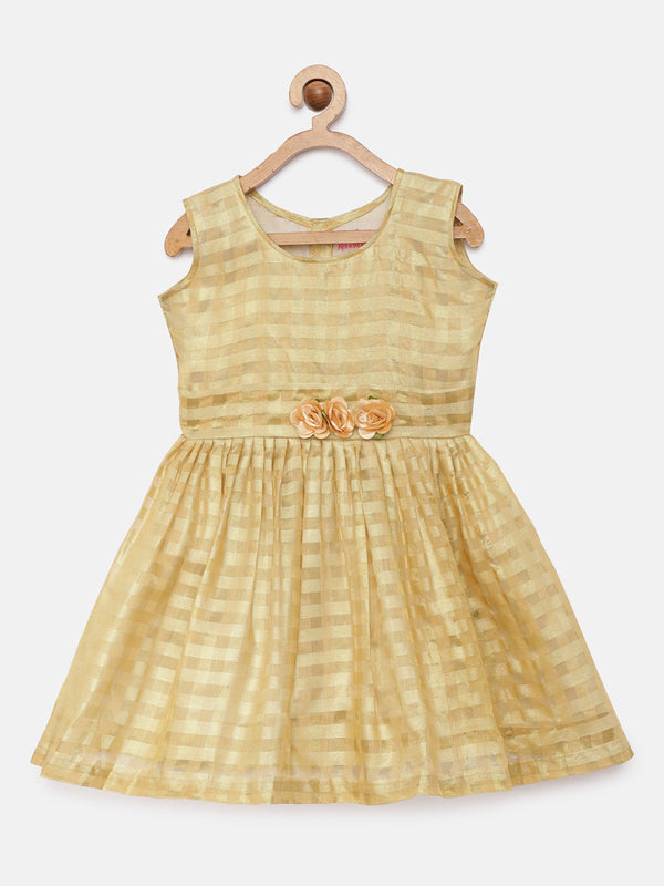 Girl's Gold Color Kerala Cotton Frock - Kanakadara Kids