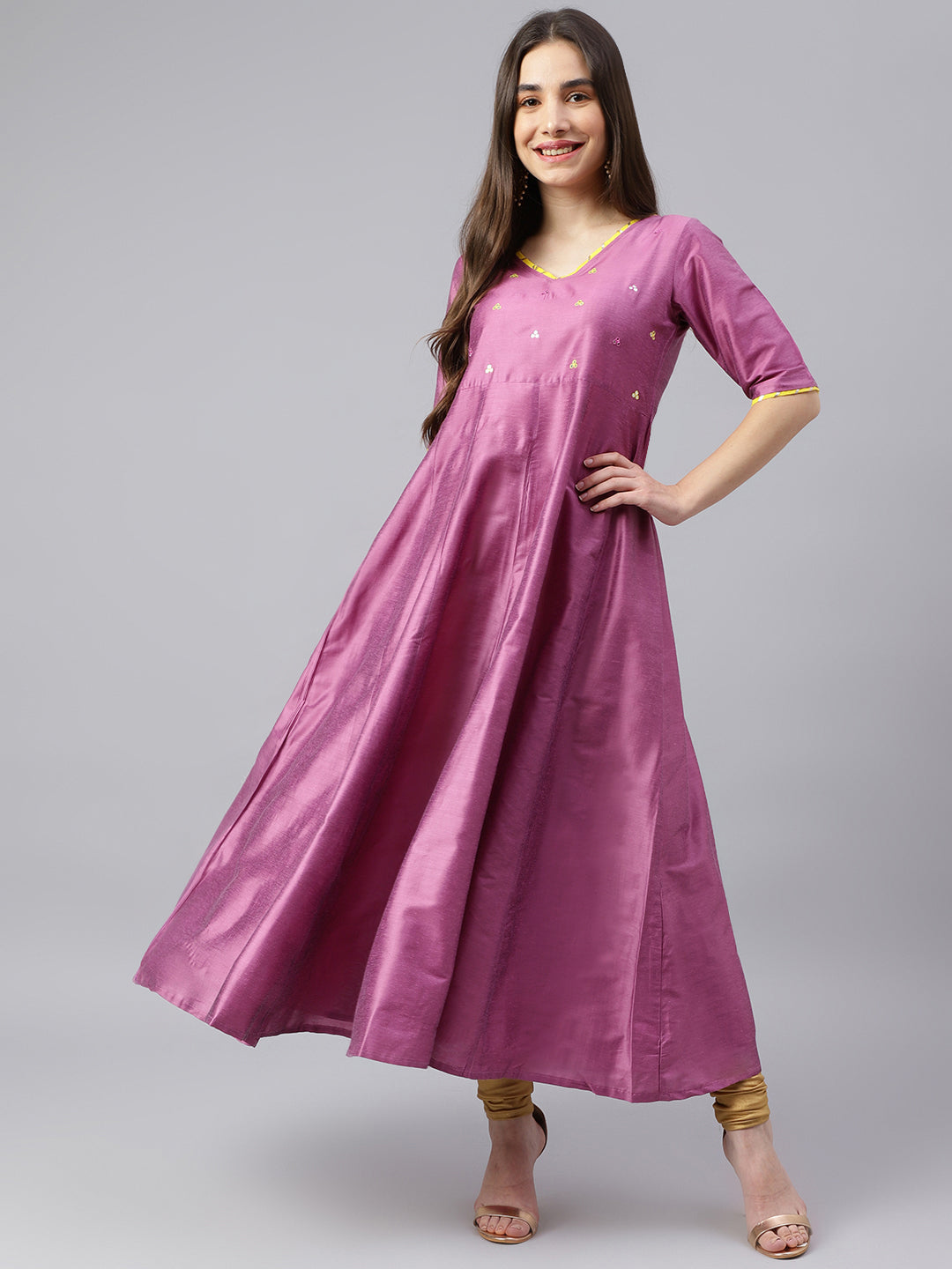 Women's Zari Embroided Anarkali Kurta - Deckedup