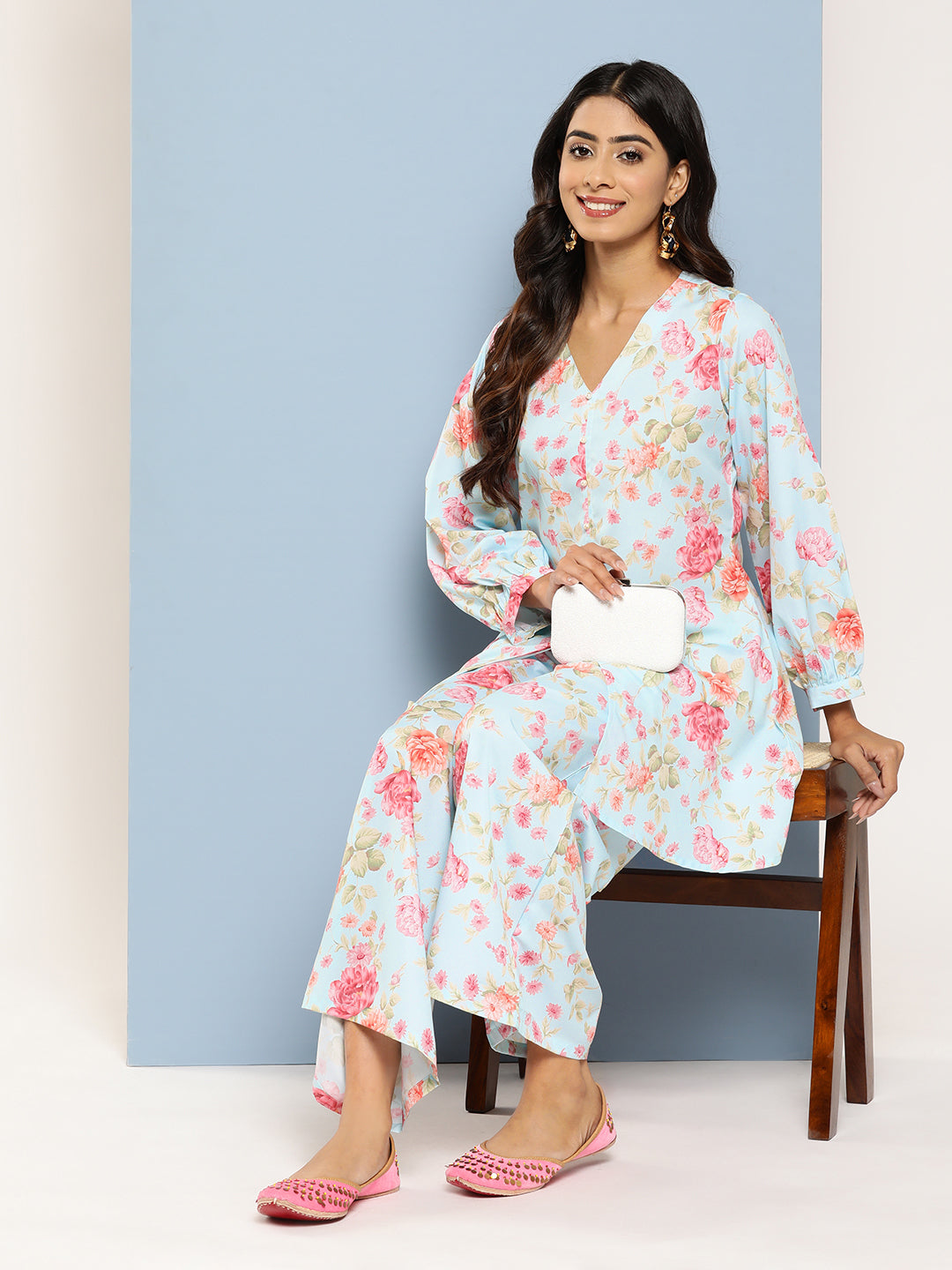 Women's Floral Printed Regular Tunic With Palazzos - Ahalyaa