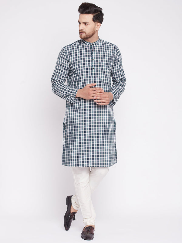 Men's Long Kurta with Band Collar -Even Apparels