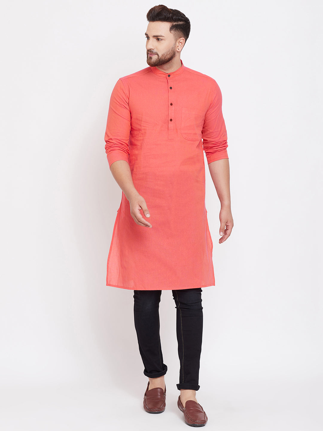 Men's Pure Cotton Kurta With Band Collar - Even Apparels