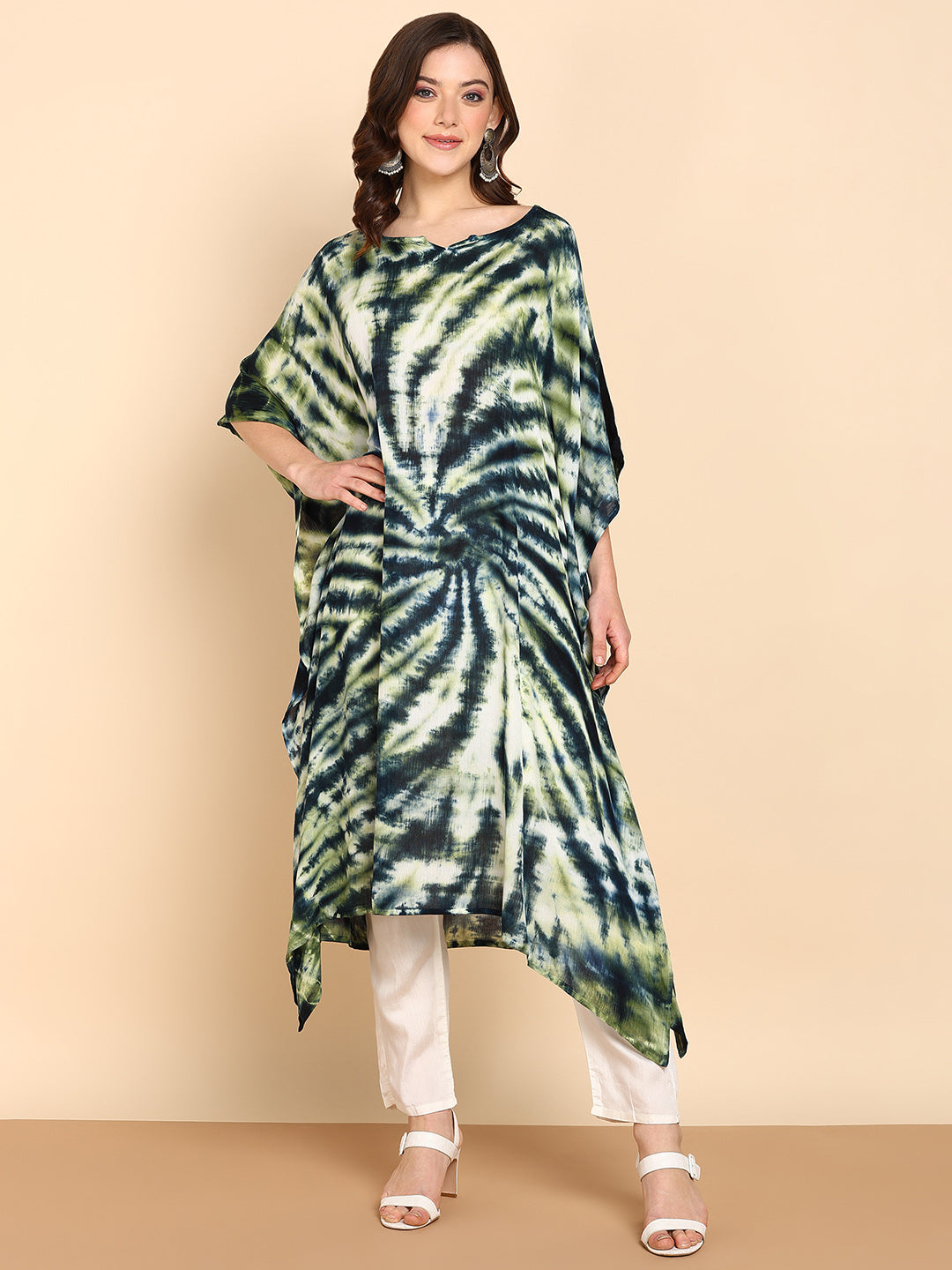 Women's Olive Crepe Kaftan - Maaesa